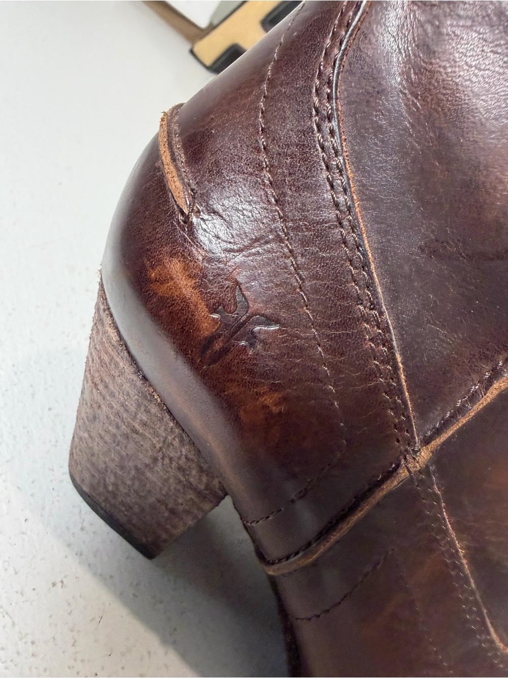 Frye Women's 6.5B Brown Leather Western Ankle Boots Pointed Toe Booties Zip - Picture 6 of 10
